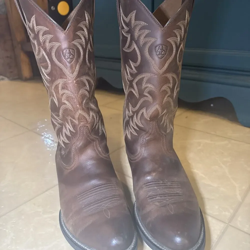 Ariat Heritage R Toe Western Cowboy Boots Men’s 9D Brown 10002204